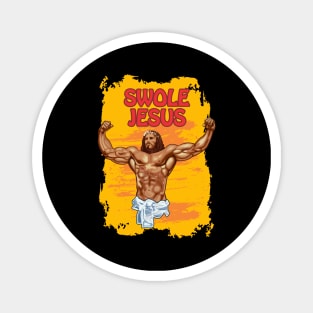 Hallowed be thy gains - Swole Jesus - Jesus is your homie so remember to pray to become swole af! - Round sunset Magnet